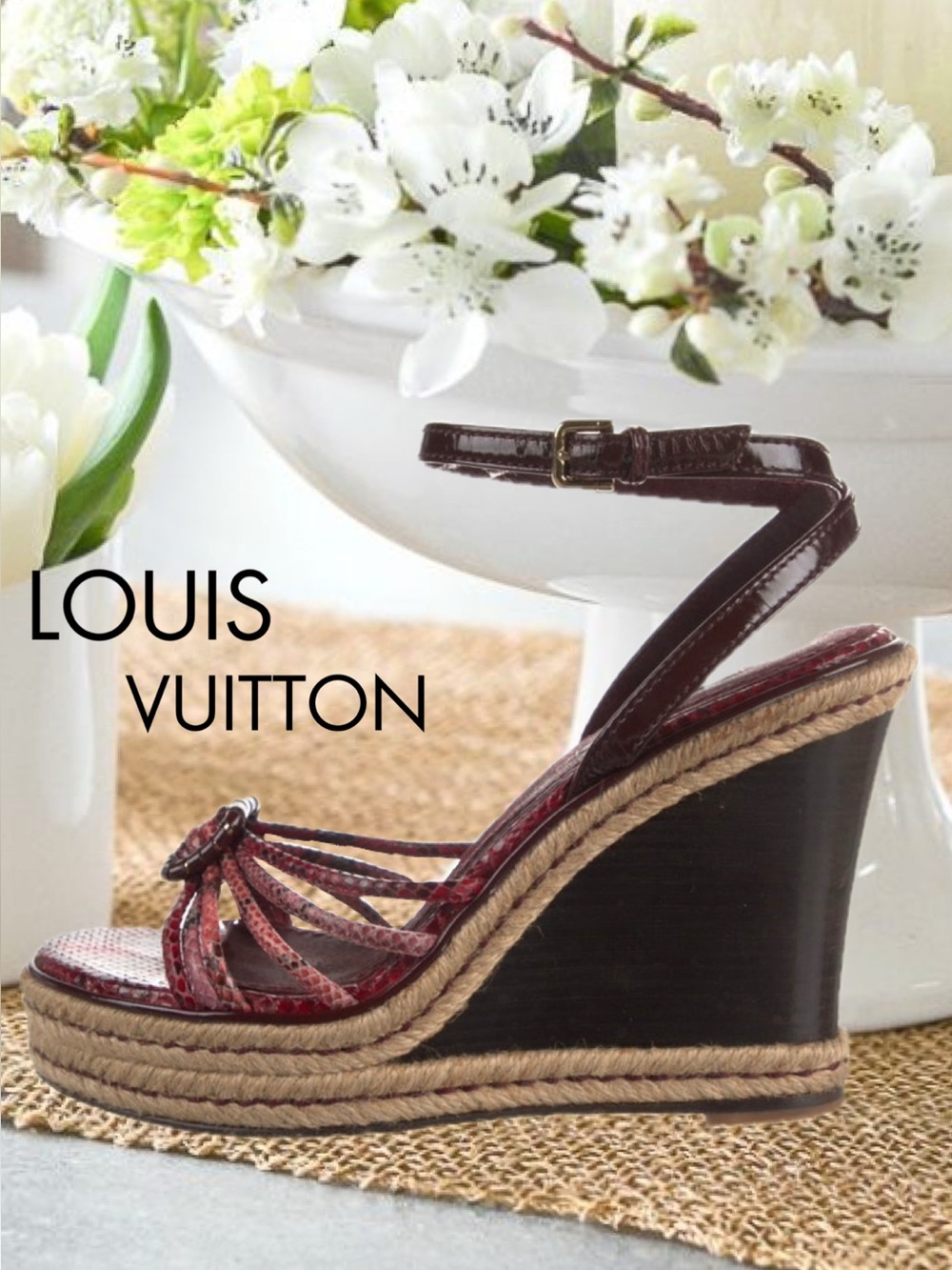 AUTHENTIC LOUIS VUITTON PYTHON WEDGE SANDALS